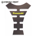 Наклейка на бак KAWASAKI GREEN, текстура карбона